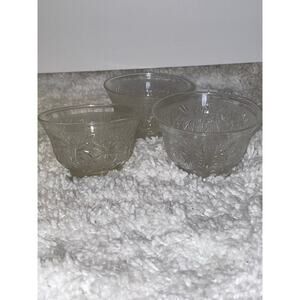 Vintage 3 Depression glass sundae cups EUC